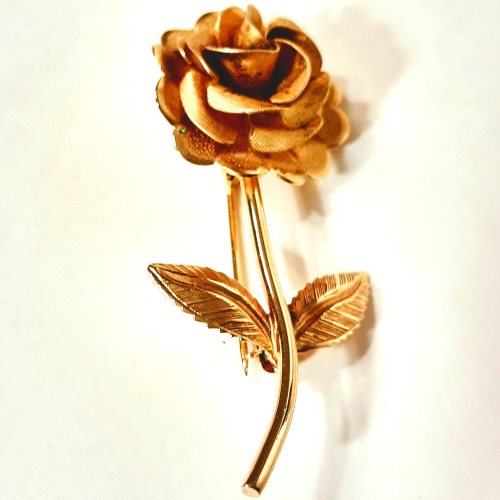 Vintage Gold-toned Yellow Rose of Texas Brooch